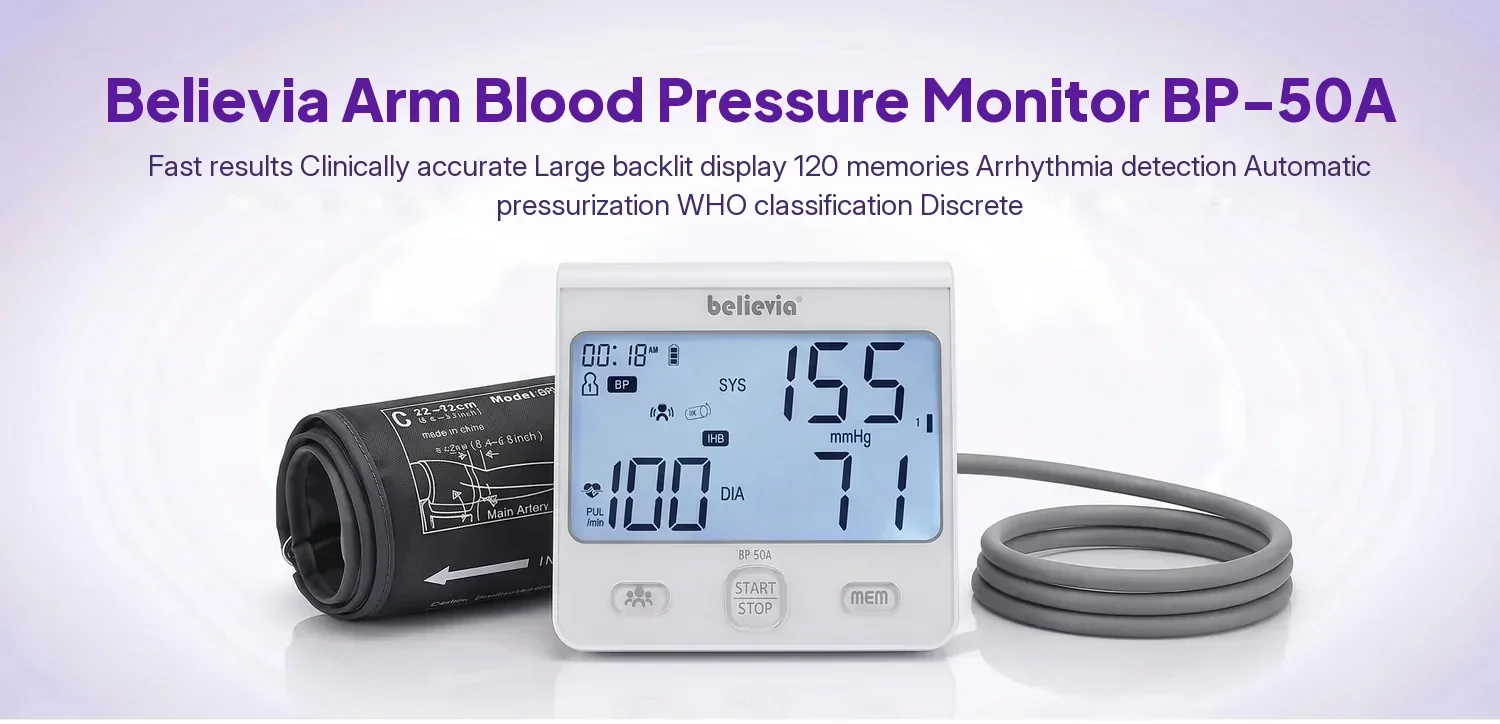 believia BP-50A arm type digital blood pressure monitor (with c-type cable)