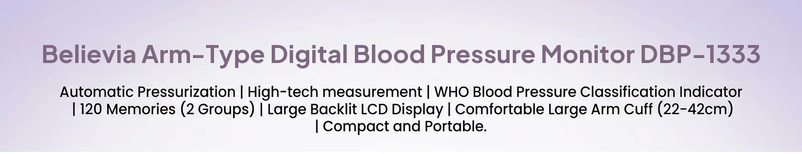 believia DBP-1333 arm-type digital blood pressure monitor (c-type supported)