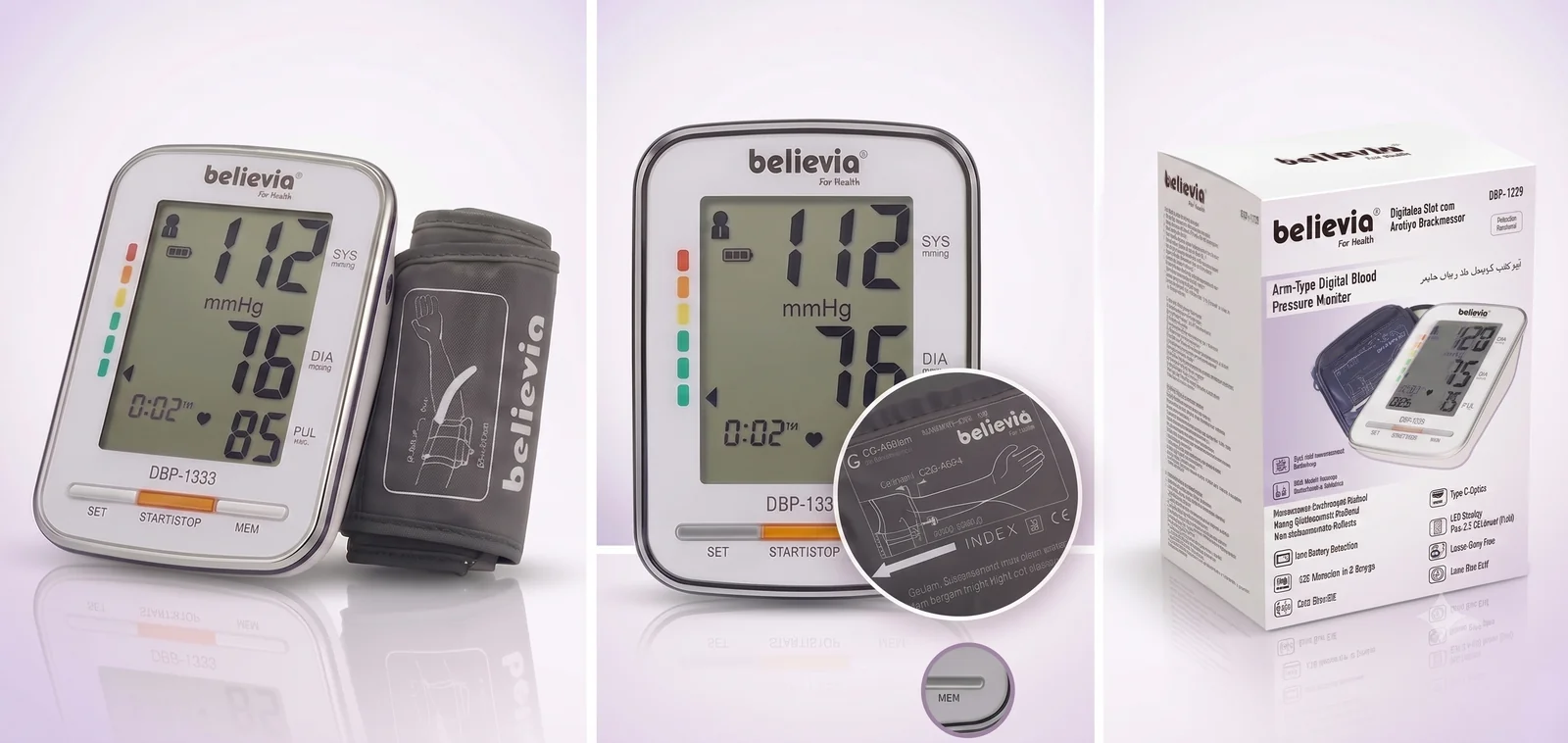 believia DBP-1333 arm-type digital blood pressure monitor (c-type supported)