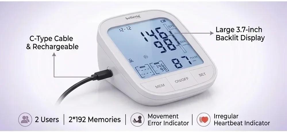 believia KF-66EP arm-type blood pressure monitor (rechargeable)