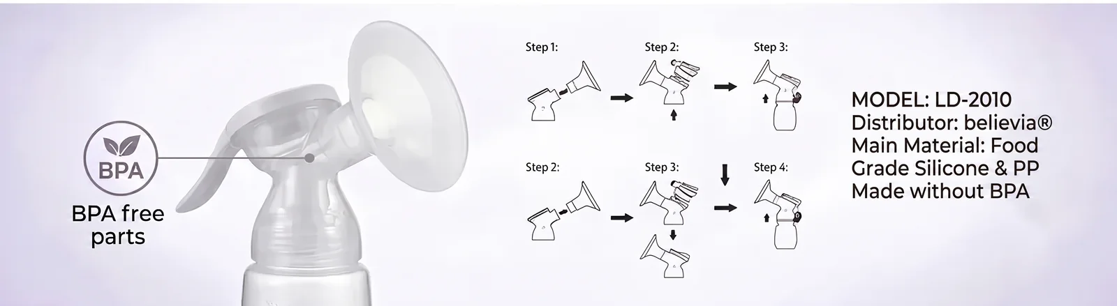believia LD-2010 electric breast pump (manual & electric)