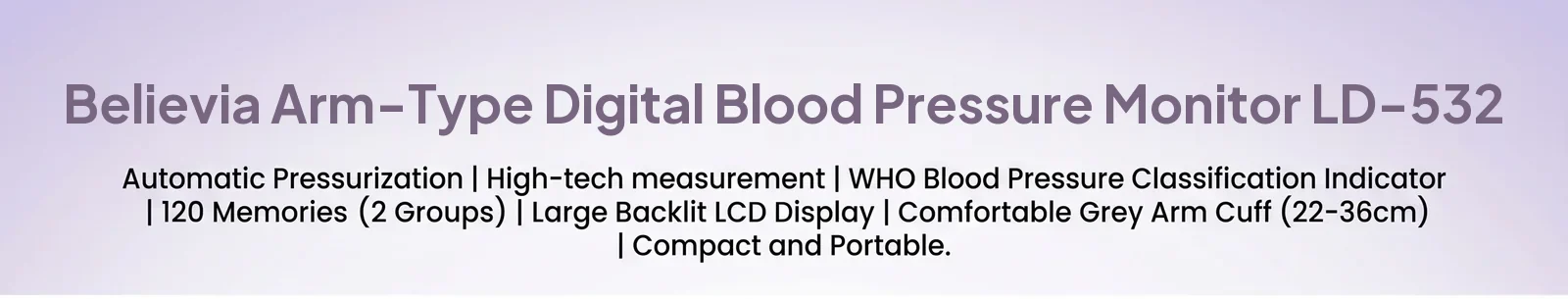 believia LD-532 arm type digital blood pressure monitor (with adapter)